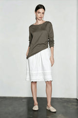 Lace Trim Acetate Midi Vacation Skirt
