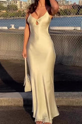 Satin Cut-Out Cami Silk Dress