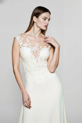 DressBetty - 2024 Cap Sleeve Applique Sheath Bohemian Lace Dress