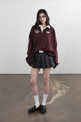 Leather Pleated Vintage School Style Mini Skirt
