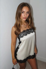 Paneled Solid Color Sexy Spaghetti Strap Slip Dress