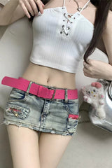 Low Rise A Line Booty Denim Shorts