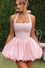 Elegant Halter Tie Bow Bodycon Cocktail Dress