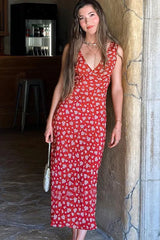V-Neck Sleeveless Slip Floral Dress