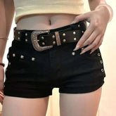 Stretch Bodycon Rivet Low Rise Shorts
