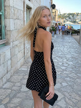 Polka Dot Halter Backless Bodycon Mini Dress