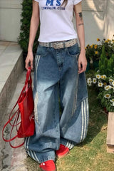 Plus Size Washed Deconstructed Jeans