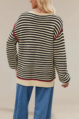 Striped Crew Neck Knit Sweater