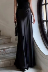 Satin Lace Bow Asymmetric Skirt