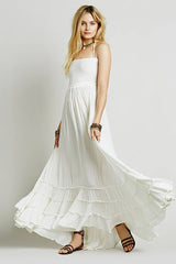 Backless Bohemian Beach Cotton Maxi Boho Dress