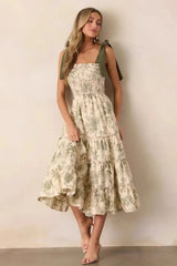 Sleeveless Halter Empire Waist Floral Dress