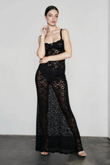 Sheer Lace Off Shoulder Slip Dress