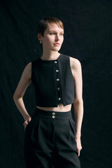 Cropped Pant Sleeveless Vest Suit