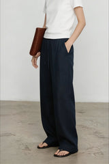 Linen Relaxed Draped Wide Leg Pants