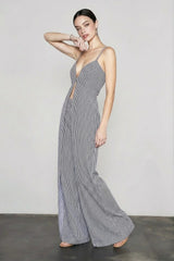 Stripe Sleeveless Wide Leg Vacation Set