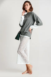 Crochet Lace Slit Bodycon Skirt