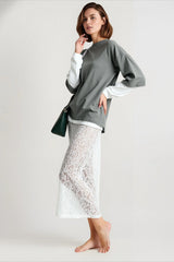Crochet Lace Slit Bodycon Skirt