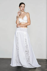 Vintage Lace Patchwork Bow Vacation Skirt