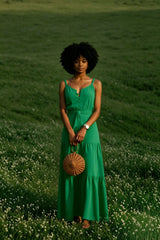 DressBetty - Elegant V Neck Tunic Ruffles Maxi Dress