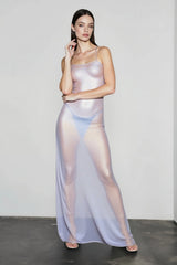 Sheer Metallic Slip Dress