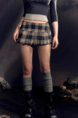 Plaid Low Waist A line Mini Skirt