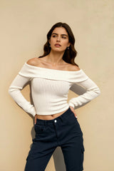 Off Shoulder Long Sleeve Sweater