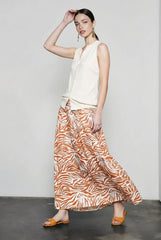 Elegant Zebra Print Umbrella Vacation Skirt