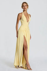 Halter Backless Slit Bodycon Party Dress