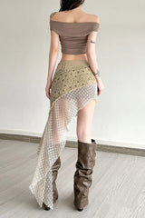 Asymmetric Bias Cut Bodycon Skirt