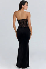 Sheer Lace Mesh Panel Bodycon Mermaid Lace Dress