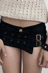 Asymmetrical Hardware Low Waist Shorts