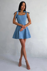 Tie Front Bodycon Denim Dress