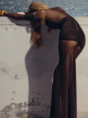 Mesh Zipper Patchwork Maxi Dress
