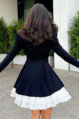 Lace Trim Velvet Tie-Waist Birthday Dress