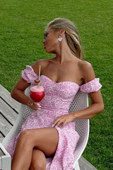 Chic Strapless Cowl Back Floral Dress