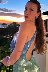 Chic Halter Backless Slim Sequin Sling Sequin Dress