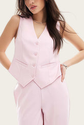 Office Vest Blazer Pants Tailored Two Piece Set