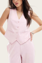 Office Vest Blazer Pants Tailored Two Piece Set