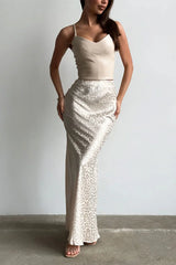 Leopard Jacquard Bodycon Maxi Skirt