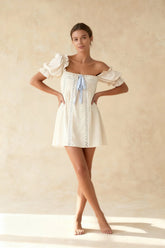 Square Neck Puff Sleeve Mini Dress