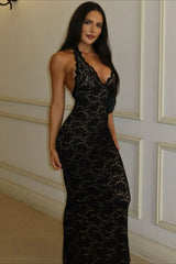 Elegant Halter Bodycon Lace Dress