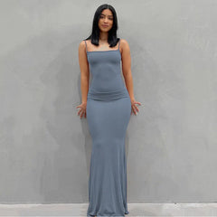 Satin Backless Bodycon Maxi Slip Dress