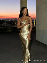Elegant Satin Backless Spaghetti Strap Slip Dress