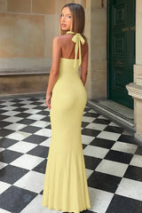 Halter Twist Cut-Out Maxi Party Dress
