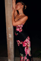 Elegant Bodycon Printed Maxi Silk Dress