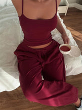 Sleeveless Backless Wide Two Piece Pants Set