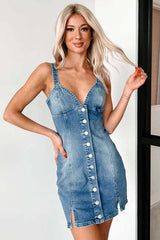 V Neck Denim Dress