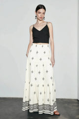 Boho Print High Waist A Line Vacation Skirt