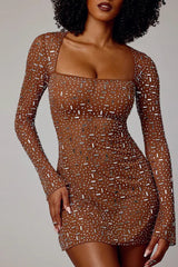Crystal Mesh Bodycon Mini Birthday Dress