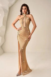 Sequin Mesh Asymmetrical Prom Dress